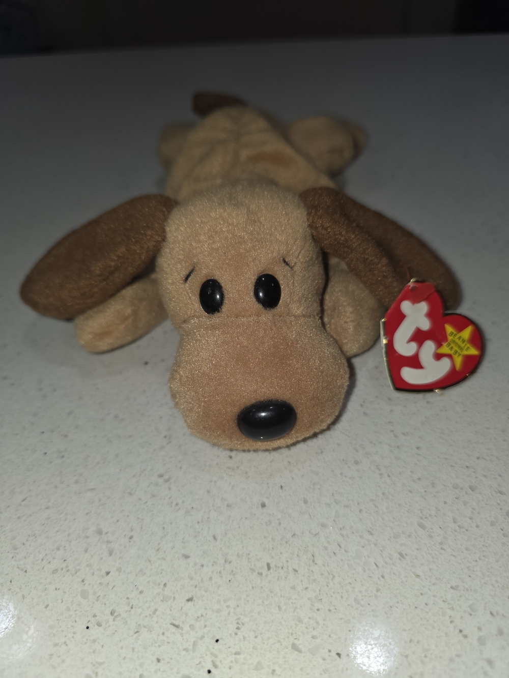 Rare Ty Brown Plush Dog with Red Heart Tag